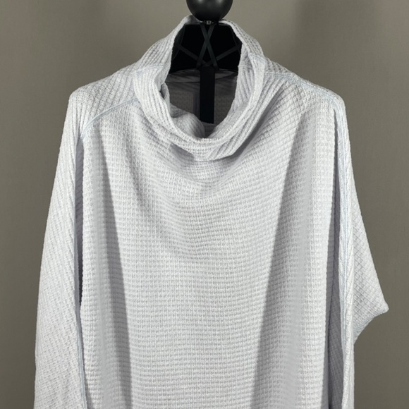 Free People Shirt Womens XL blue waffle knit tunic top dress dolman boho casual - Picture 2 of 8